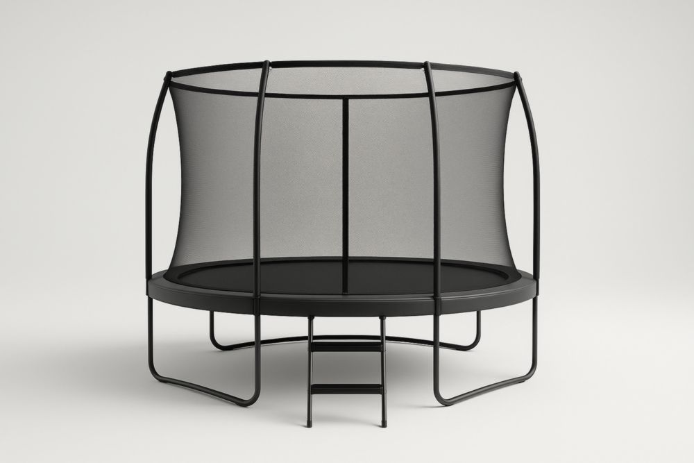 Trampoline Noir avec Cadre en Acier et Filet de Sécurité