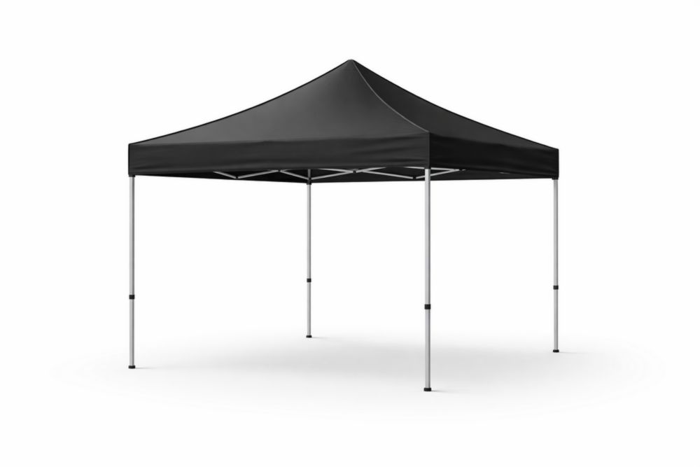 Tente Pliante Noir Structure Acier Toit Polyester