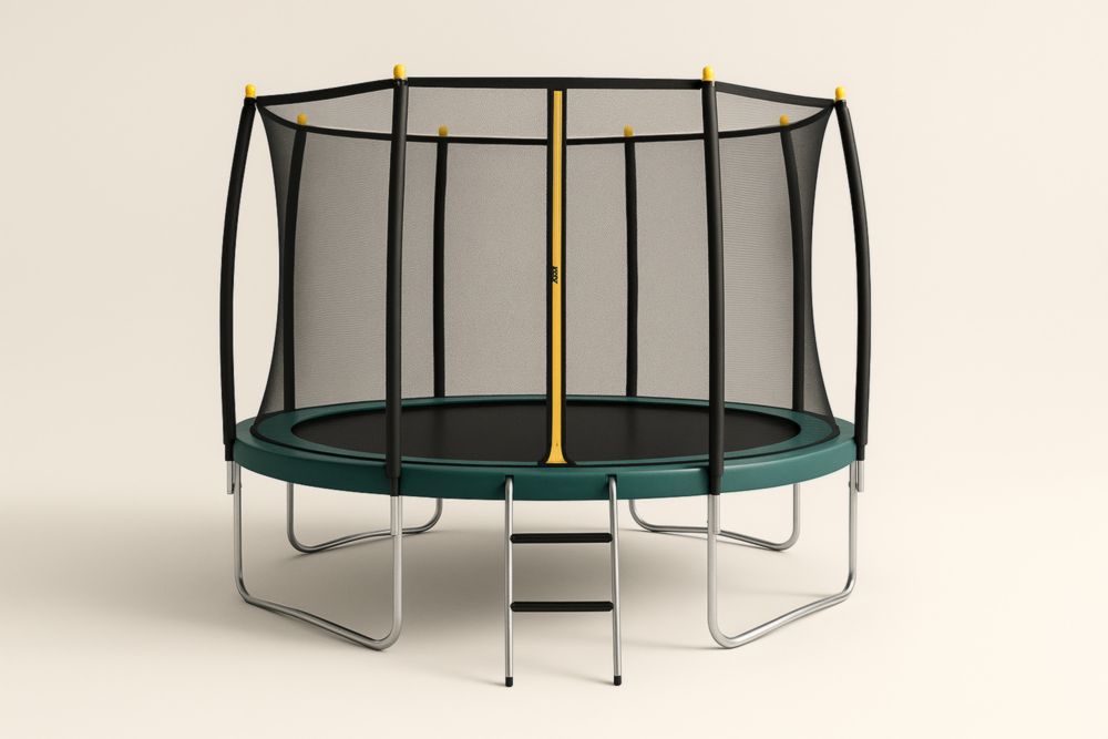 Trampoline en Acier Galvanisé avec Filet de Sécurité Noir et Vert, Diamètre 305 cm