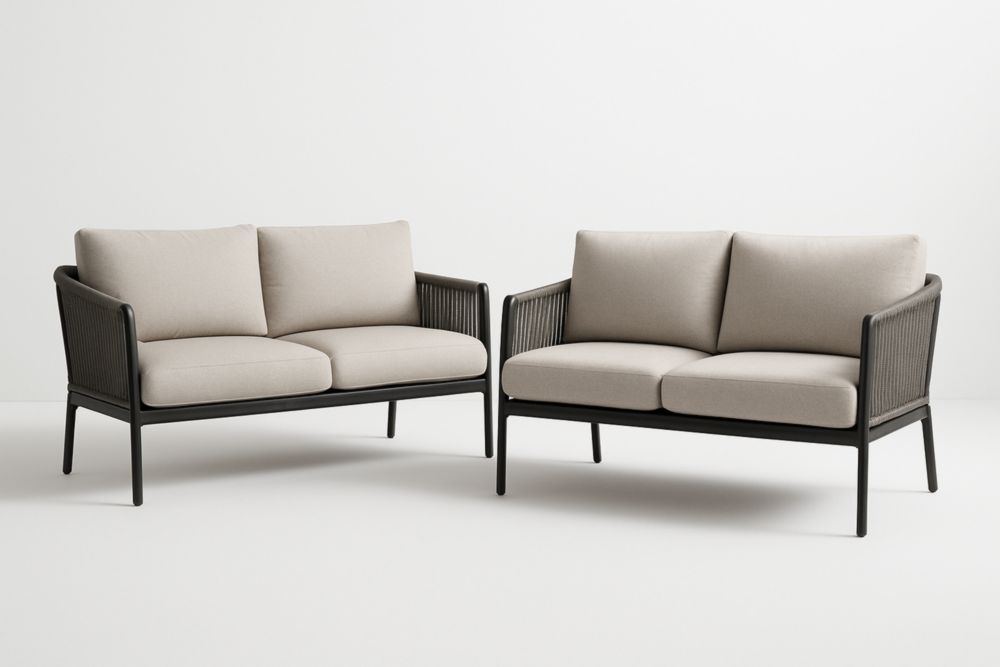 Ensemble de Canapés 2 Places Extérieurs en Aluminium et Polyester