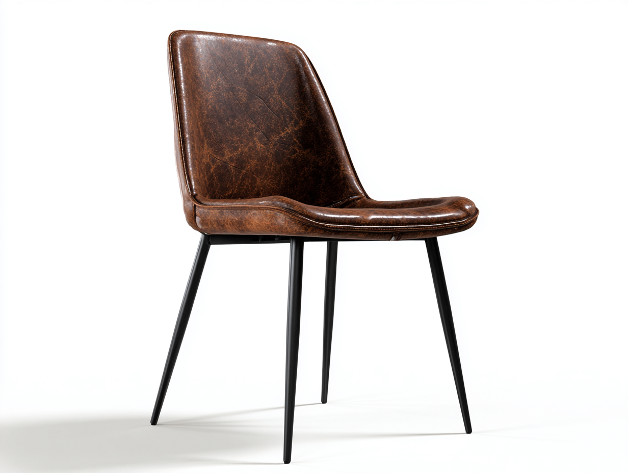 Esszimmerstühle - Kunstleder-Metall - 48x59x88 cm - Braun - Industrieller Stil-Pinegonest