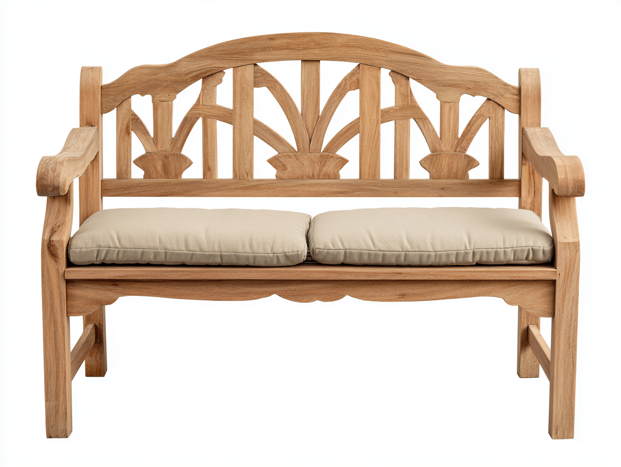 Gartenbank-Holz-148x66x94 cm-Natur-Beige-Rustikaler Gartenstil-Pinegonest