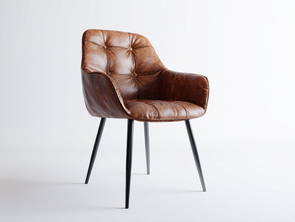 Esszimmerstühle - Kunstleder-Metall - 55x60x88 cm - Braun - Industrieller Stil-Pinegonest