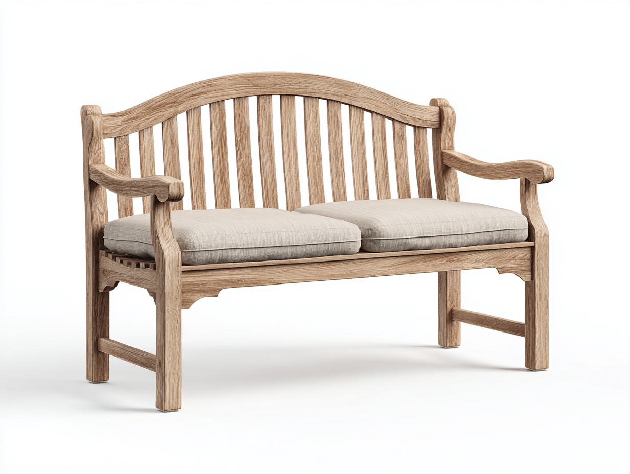 Gartenbank-Holz-142x64x92 cm-Natur-Beige-Klassischer Gartenstil-Pinegonest