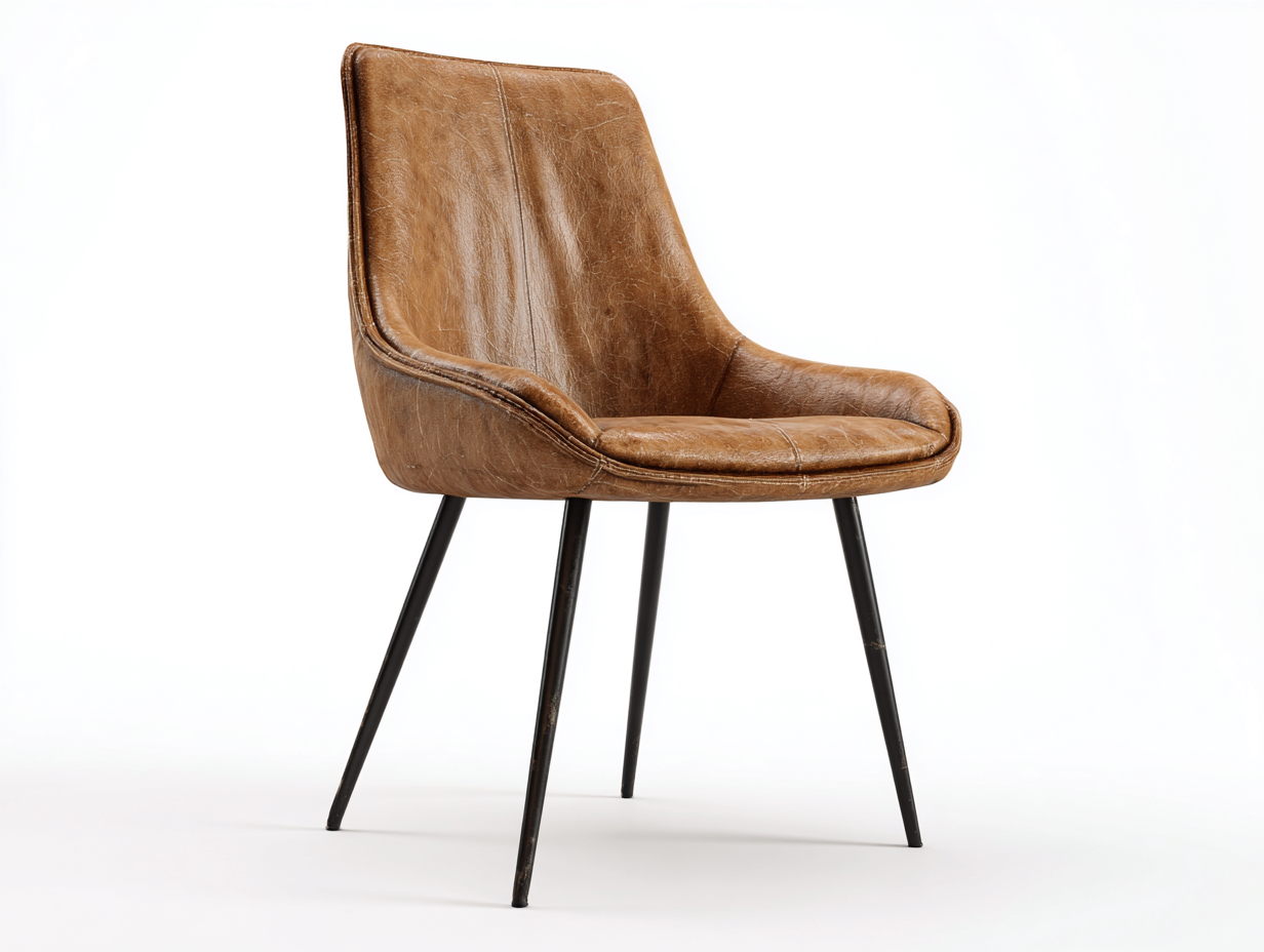 Esszimmerstühle - Kunstleder-Metall - 49x58x87 cm - Braun - Industrieller Stil-Pinegonest