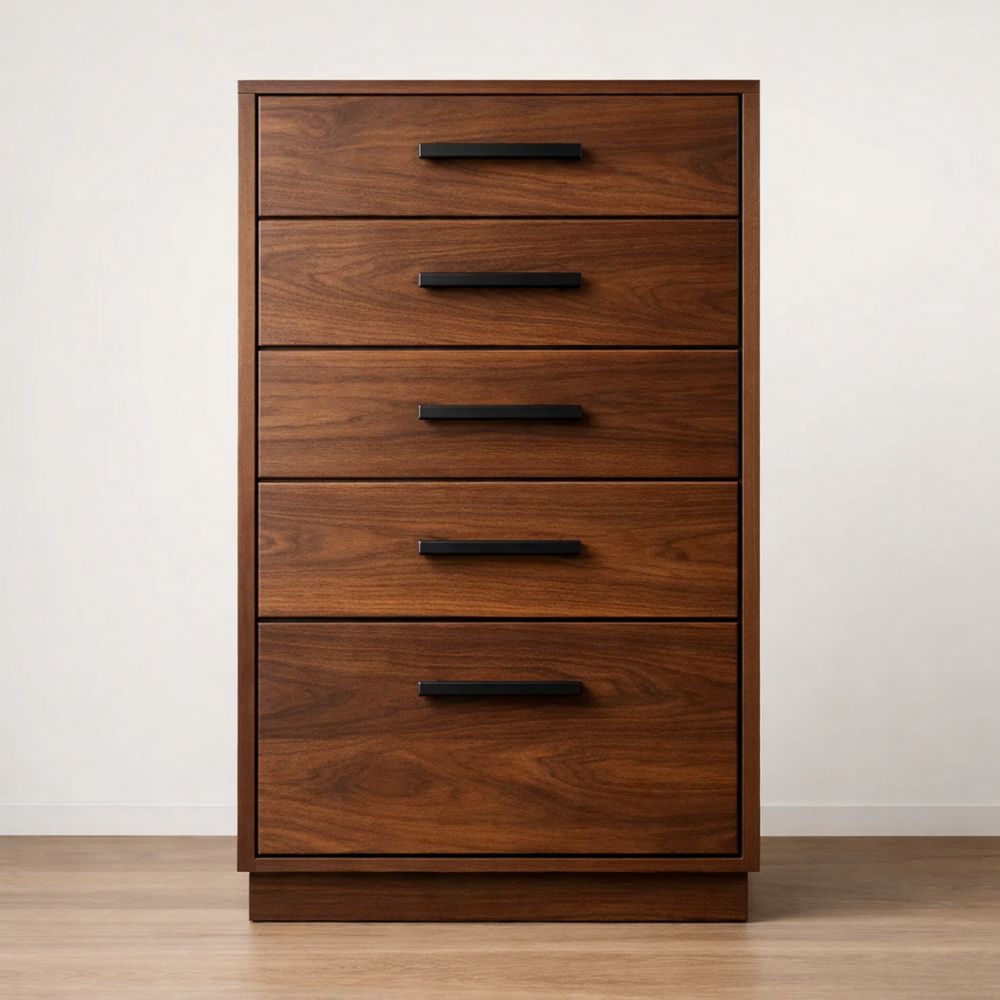 Chiffonnier en Bois de Noyer à 5 Tiroirs 120x60x40cm