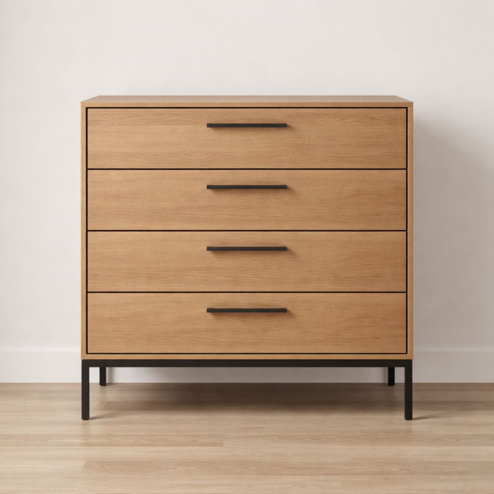 Commode en Bois et Métal avec 4 Tiroirs