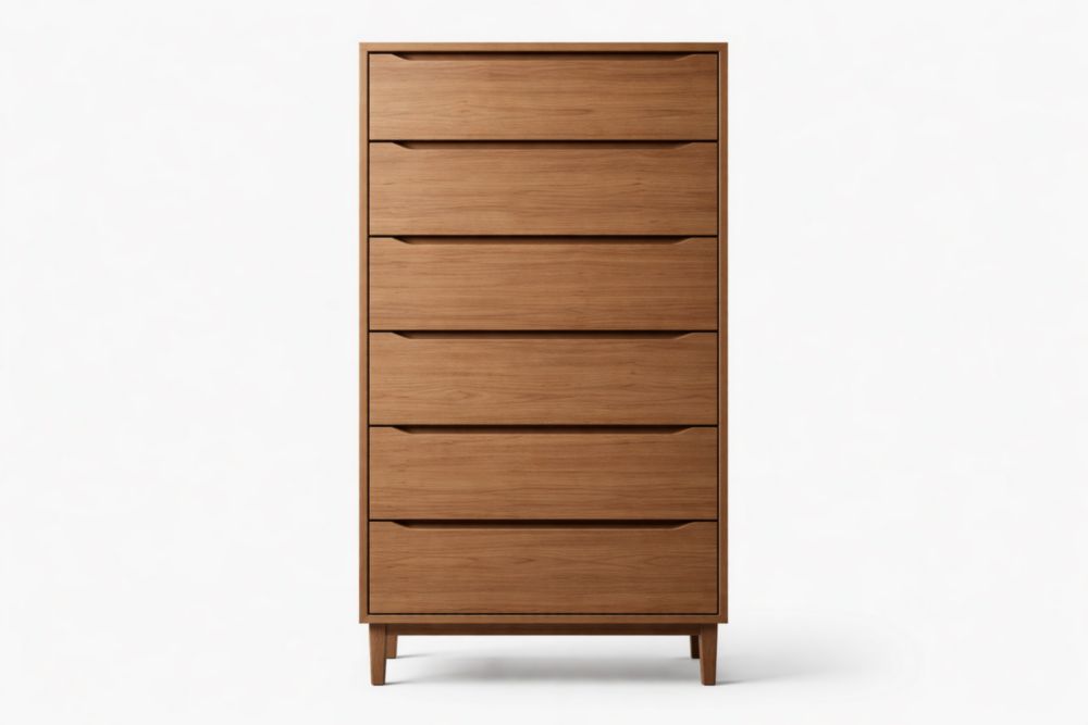 Commode en Bois Marron avec 6 Tiroirs