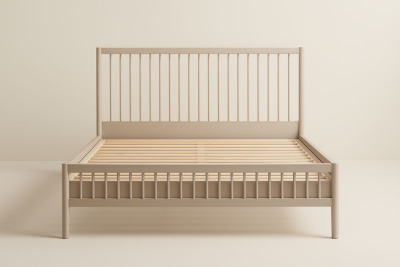 Lit double en bois massif 200 cm x 160 cm Beige