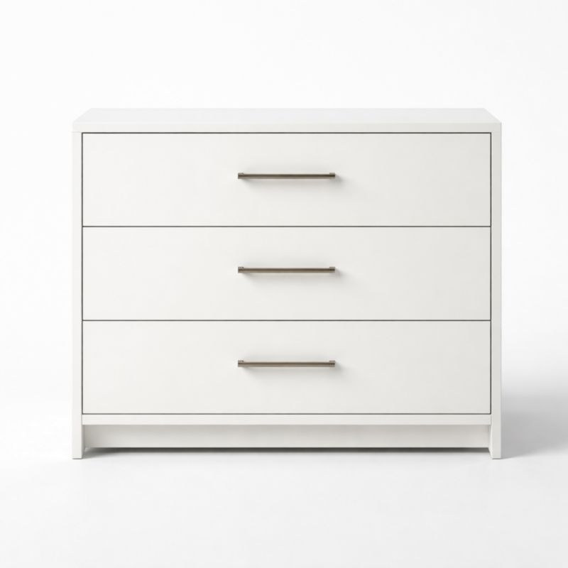 Commode 3 tiroirs MDF Blanc Poignées Métal