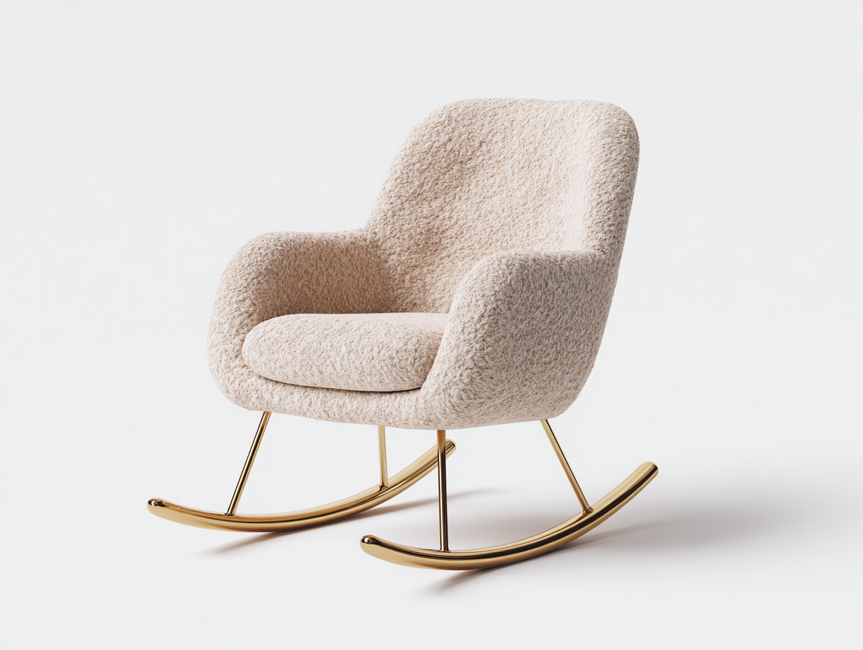 Mecedoras tapizada con base metálica curvada 84x70x94 cm - beige - estilo moderno confortable-Pineuphome