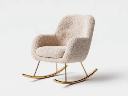 Mecedoras tapizada con base metálica curvada 84x70x94 cm - beige - estilo moderno confortable-Pineuphome