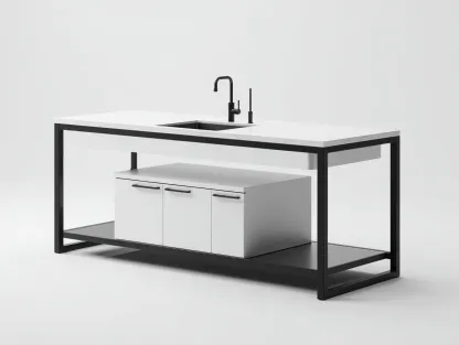 Islas de cocina con fregadero acero inoxidable 180x75x90 cm blanco para cocina - diseño moderno-Pineuphome