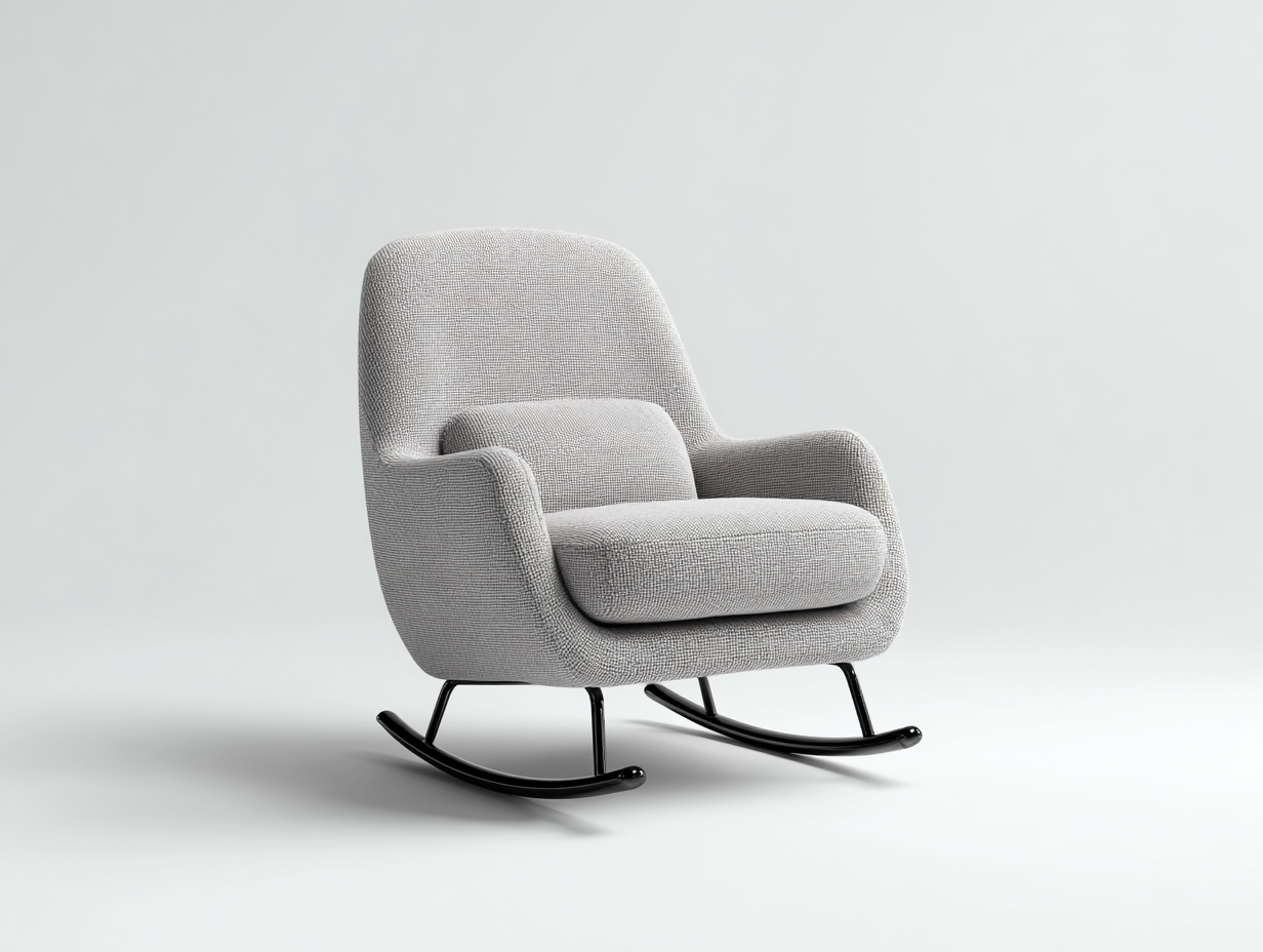 Mecedoras tapizado tela 75x90x95 cm - Gris claro - Diseño moderno con base mecedora metálica-Pineuphome