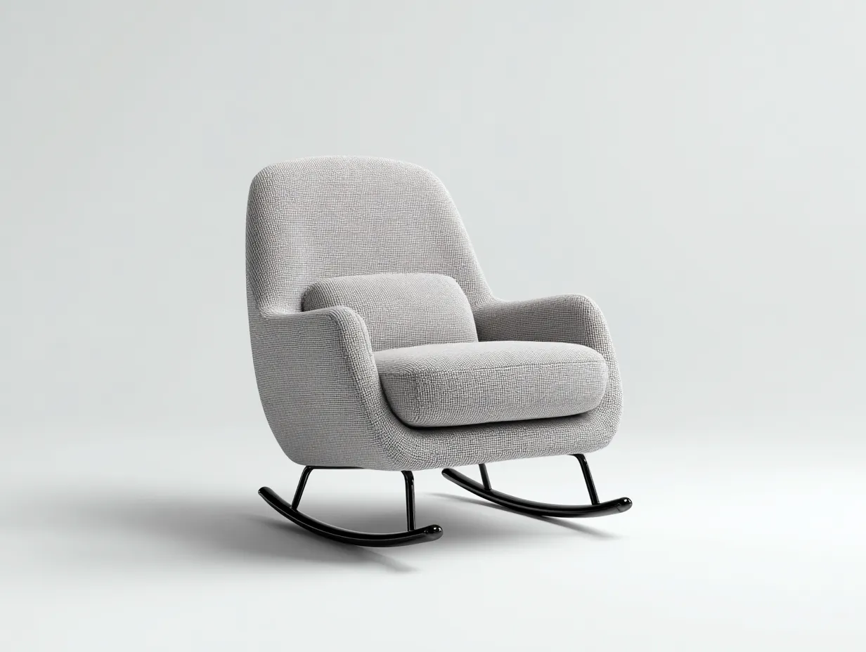 Mecedoras tapizado tela 75x90x95 cm - Gris claro - Diseño moderno con base mecedora metálica-Pineuphome