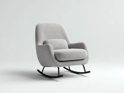 Mecedoras tapizado tela 75x90x95 cm - Gris claro - Diseño moderno con base mecedora metálica-Pineuphome