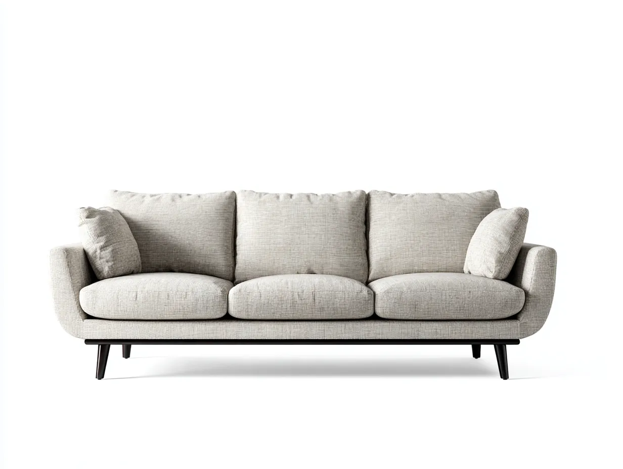 Sofás 3 plazas tapizado tela 215x90x85 cm beige - diseño moderno minimalista-Pineuphome