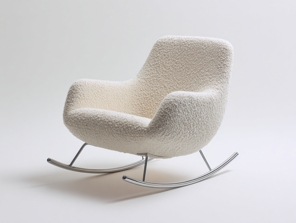 Mecedoras tapizado tela boucle 80x95x90 cm - Beige - Diseño moderno con base mecedora metálica-Pineuphome