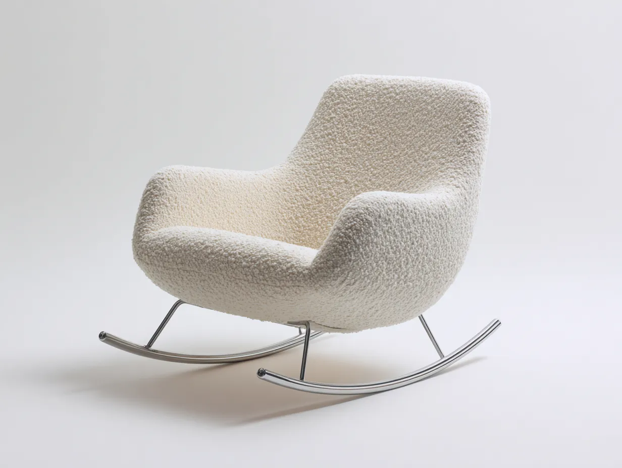 Mecedoras tapizado tela boucle 80x95x90 cm - Beige - Diseño moderno con base mecedora metálica-Pineuphome