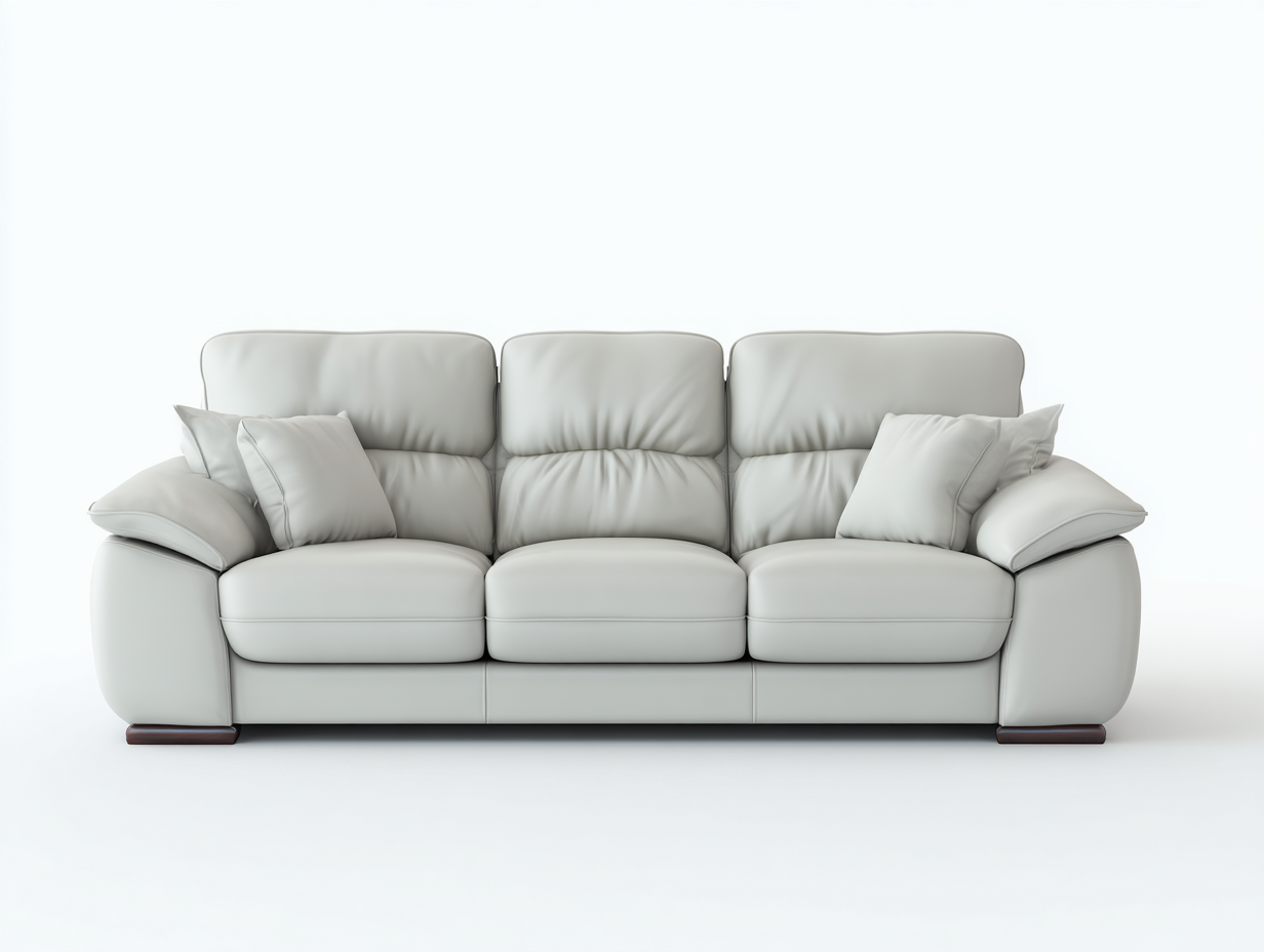 Sofás 3 plazas tapizado cuero sintético 210x95x90 cm gris claro para salón - diseño moderno-Pineuphome