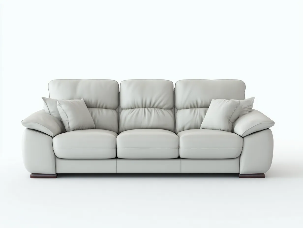 Sofás 3 plazas tapizado cuero sintético 210x95x90 cm gris claro para salón - diseño moderno-Pineuphome