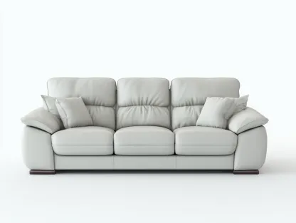 Sofás 3 plazas tapizado cuero sintético 210x95x90 cm gris claro para salón - diseño moderno-Pineuphome