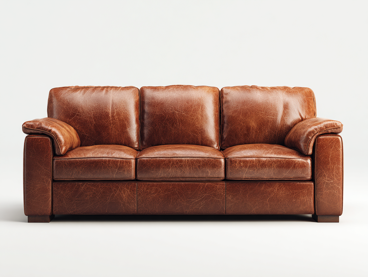 Sofás 3 plazas tapizado cuero sintético 205x90x88 cm marrón para salón - estilo clásico moderno-Pineuphome