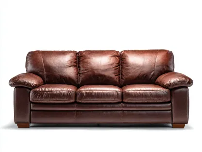 Sofás 3 plazas tapizado cuero sintético estructura madera 215x95x90 cm - Marrón - Diseño clásico-Pineuphome