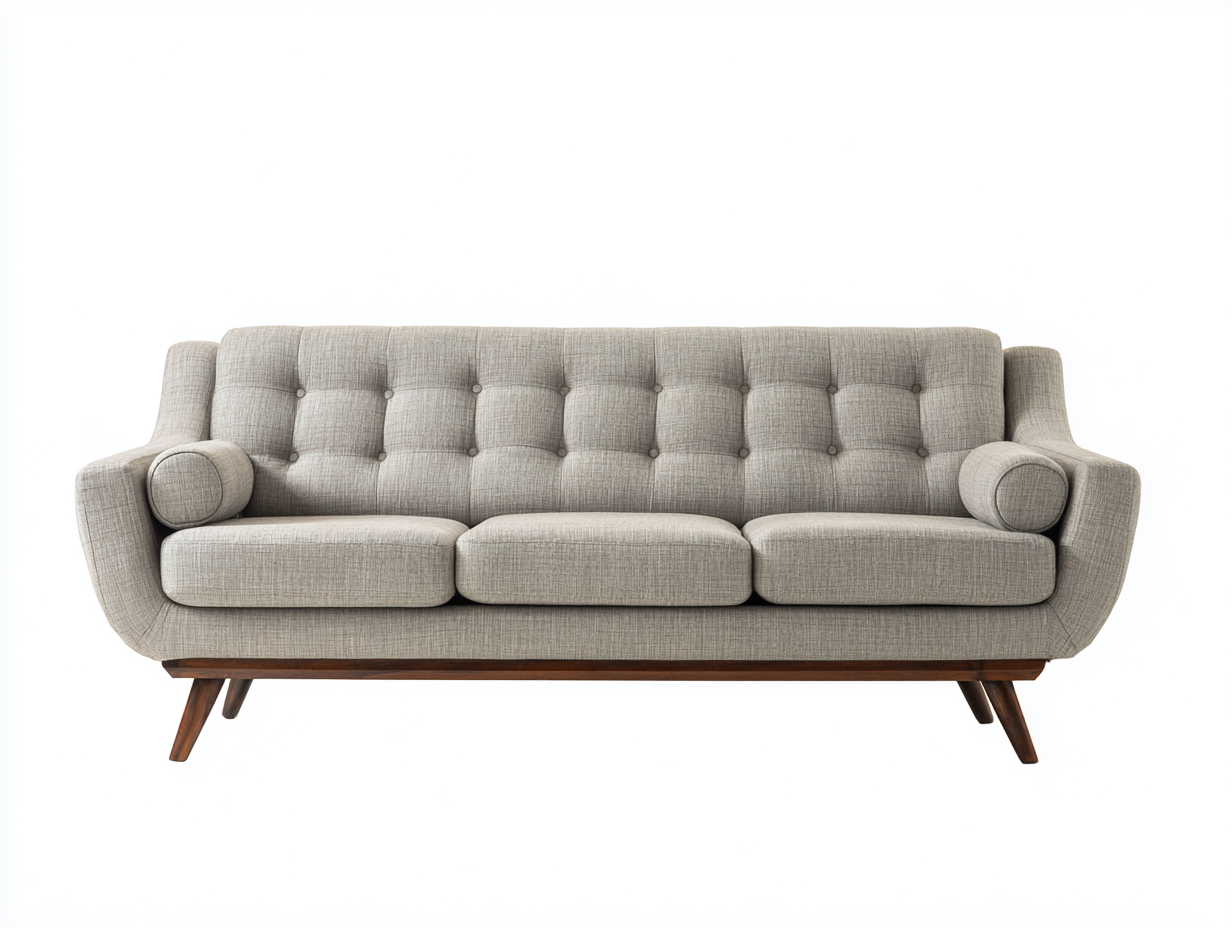 Sofás 3 plazas tapizado con patas de madera 210x90x88 cm - beige - estilo moderno confortable-Pineuphome