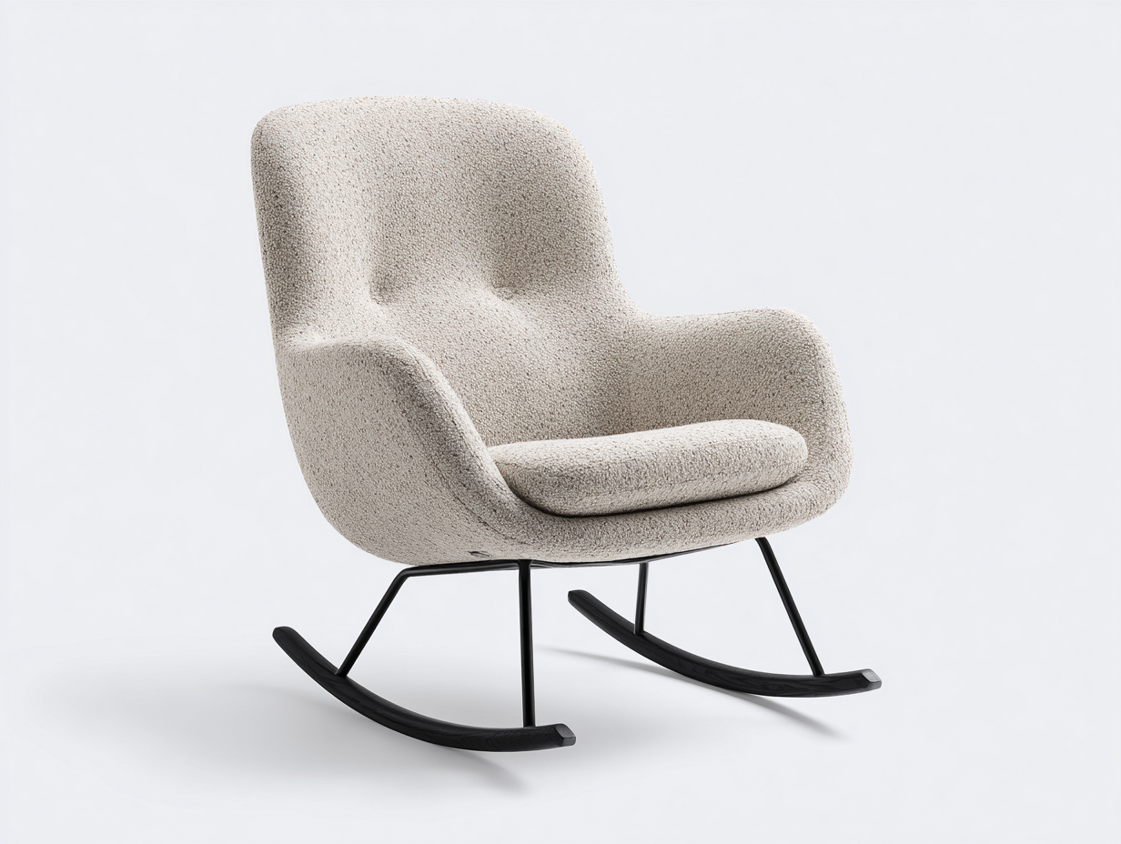 Mecedoras tapizado tela bouclé 70x85x95 cm beige para salón - diseño moderno-Pineuphome