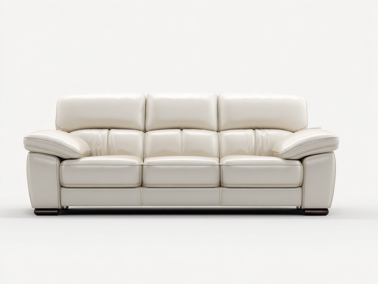 Sofás 3 plazas tapizado cuero sintético estructura madera 220x95x90 cm - Beige - Diseño moderno-Pineuphome