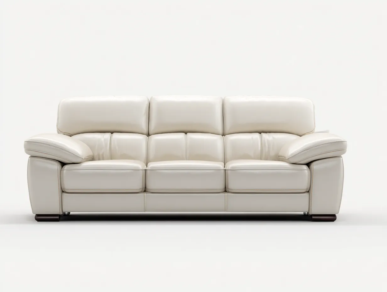 Sofás 3 plazas tapizado cuero sintético estructura madera 220x95x90 cm - Beige - Diseño moderno-Pineuphome