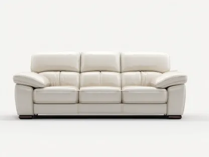 Sofás 3 plazas tapizado cuero sintético estructura madera 220x95x90 cm - Beige - Diseño moderno-Pineuphome