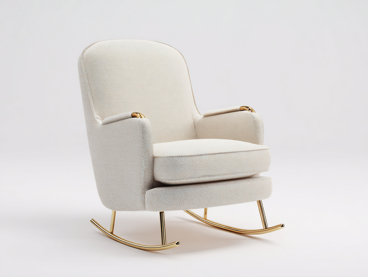 Mecedoras tapizado tela estructura metal 85x95x100 cm - Beige-Dorado - Diseño moderno-Pineuphome