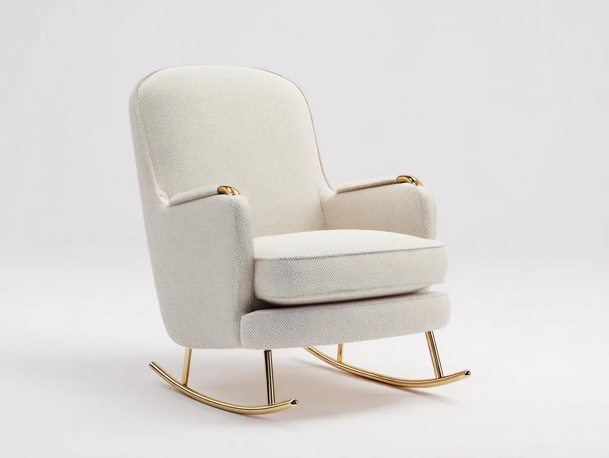 Mecedoras tapizado tela estructura metal 85x95x100 cm - Beige-Dorado - Diseño moderno-Pineuphome