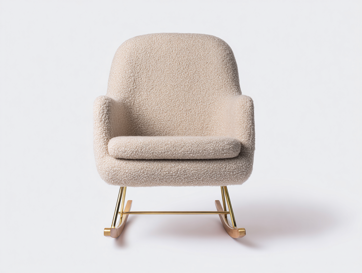 Mecedoras tapizada tela 75x85x95 cm beige - diseño moderno con base metálica mecedora-Pineuphome