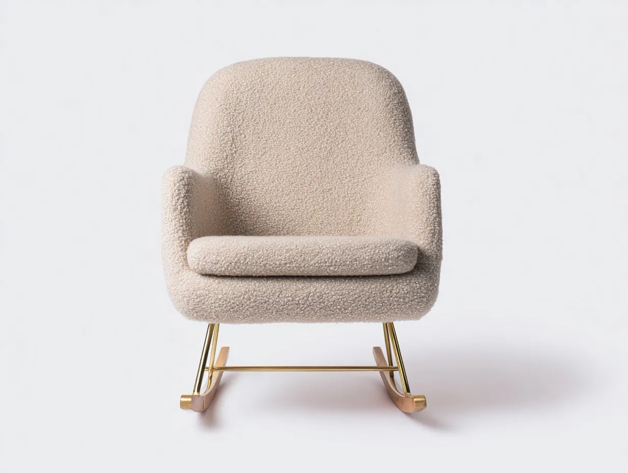 Mecedoras tapizada tela 75x85x95 cm beige - diseño moderno con base metálica mecedora-Pineuphome