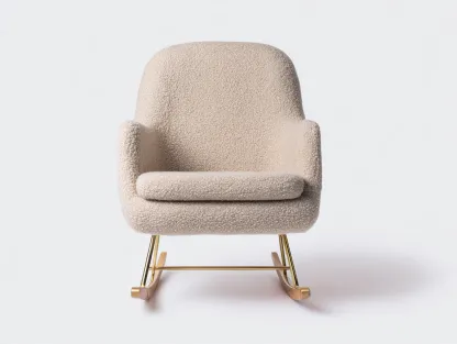 Mecedoras tapizada tela 75x85x95 cm beige - diseño moderno con base metálica mecedora-Pineuphome