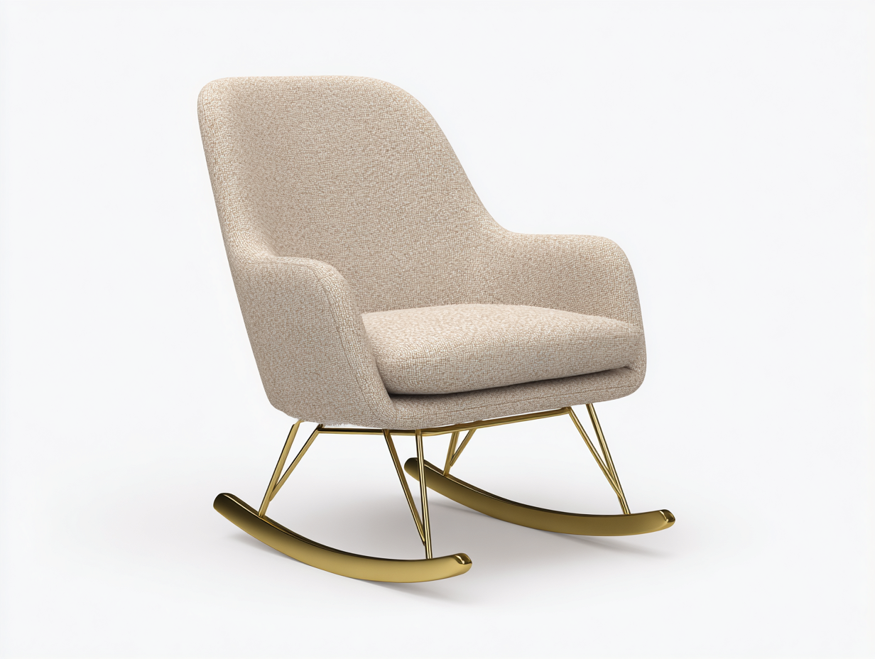 Mecedoras tapizada tela 72x85x98 cm beige - diseño moderno con base metálica mecedora-Pineuphome