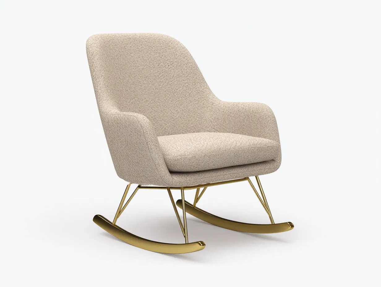 Mecedoras tapizada tela 72x85x98 cm beige - diseño moderno con base metálica mecedora-Pineuphome