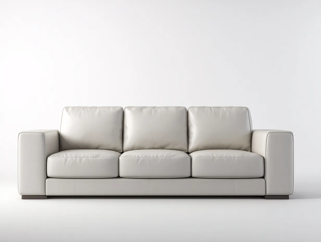 Sofás 3 plazas tapizado cuero sintético 210x90x85 cm - Beige claro - Diseño moderno para sala de estar-Pineuphome