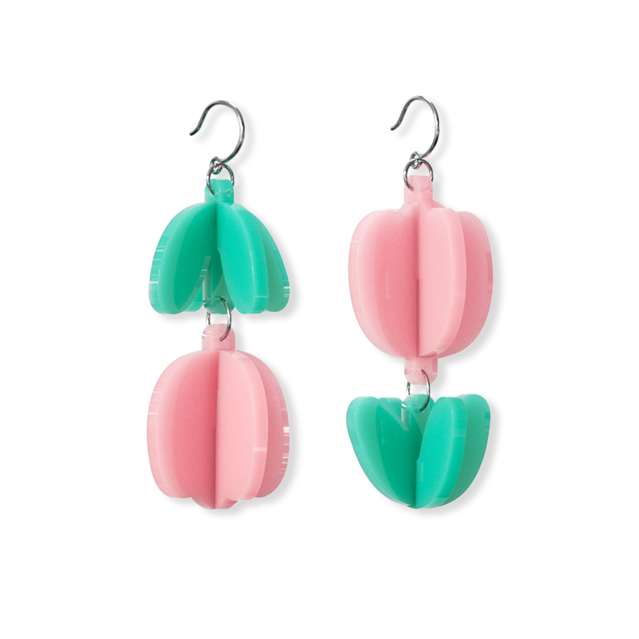Pilanes Acrylic Handmade 3D Tulip Earrings