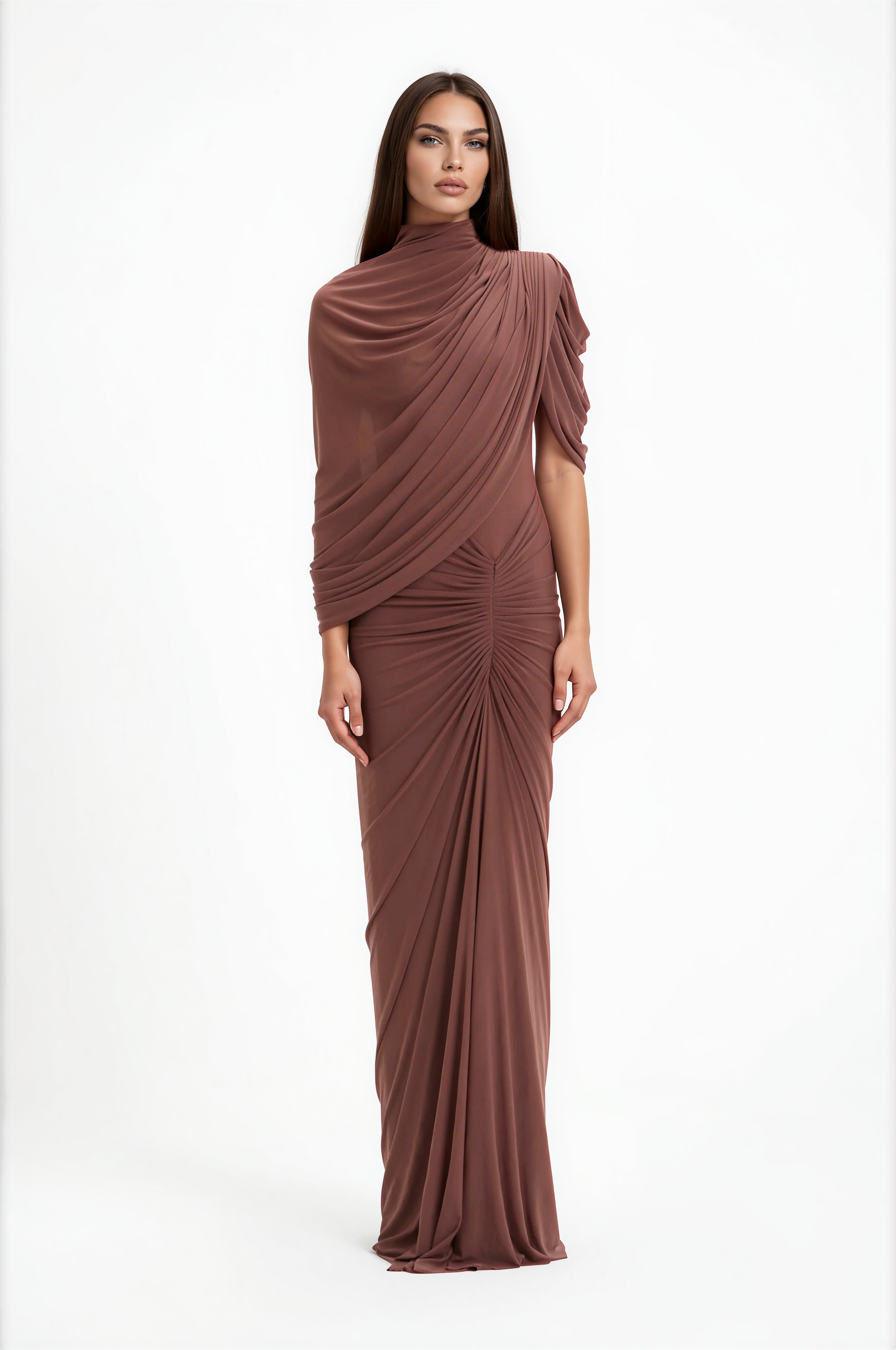 Dubaku Draped Shawl Maxi Dress