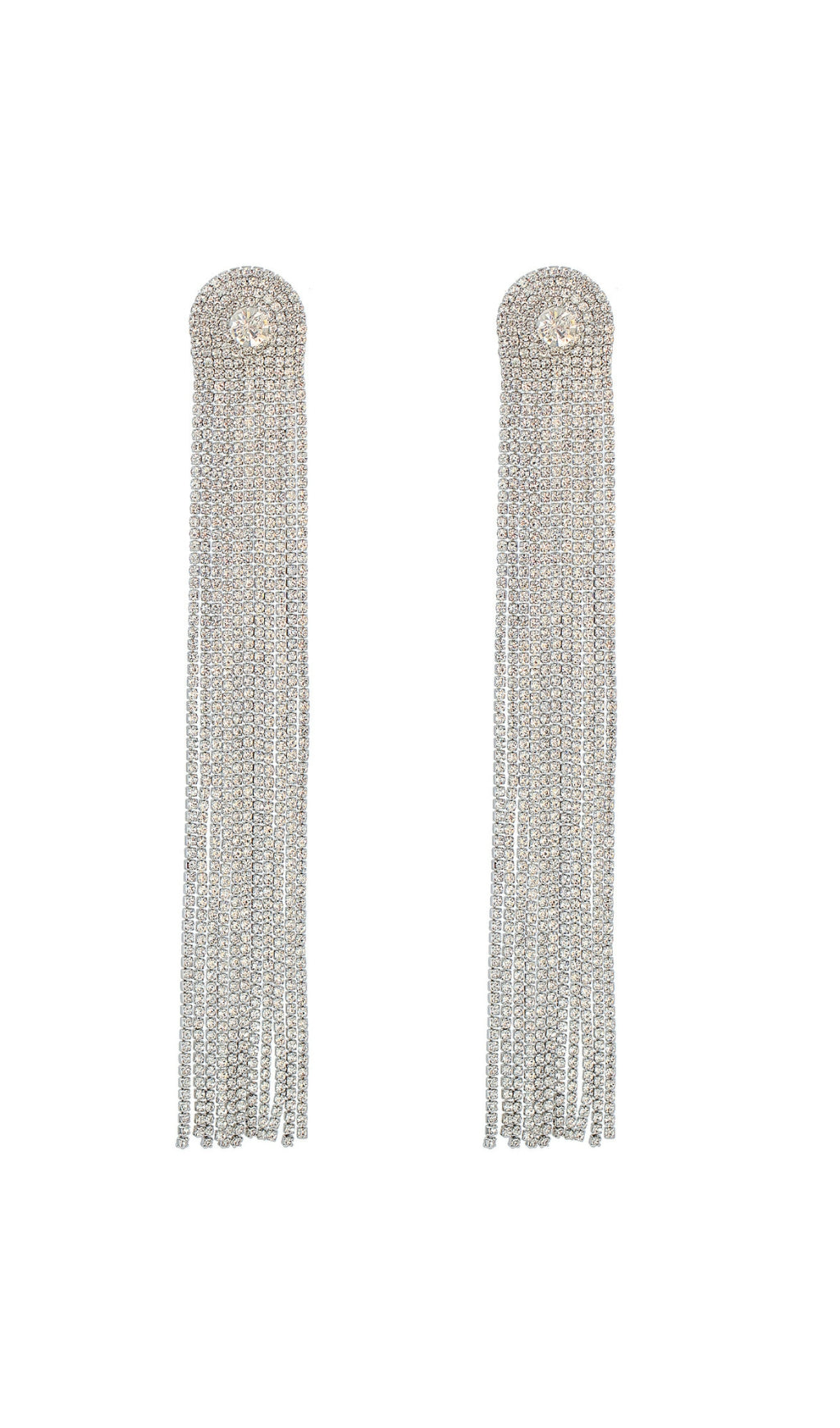 Asaka MULTI DIAMANTE TASSEL EARRINGS IN SILVER