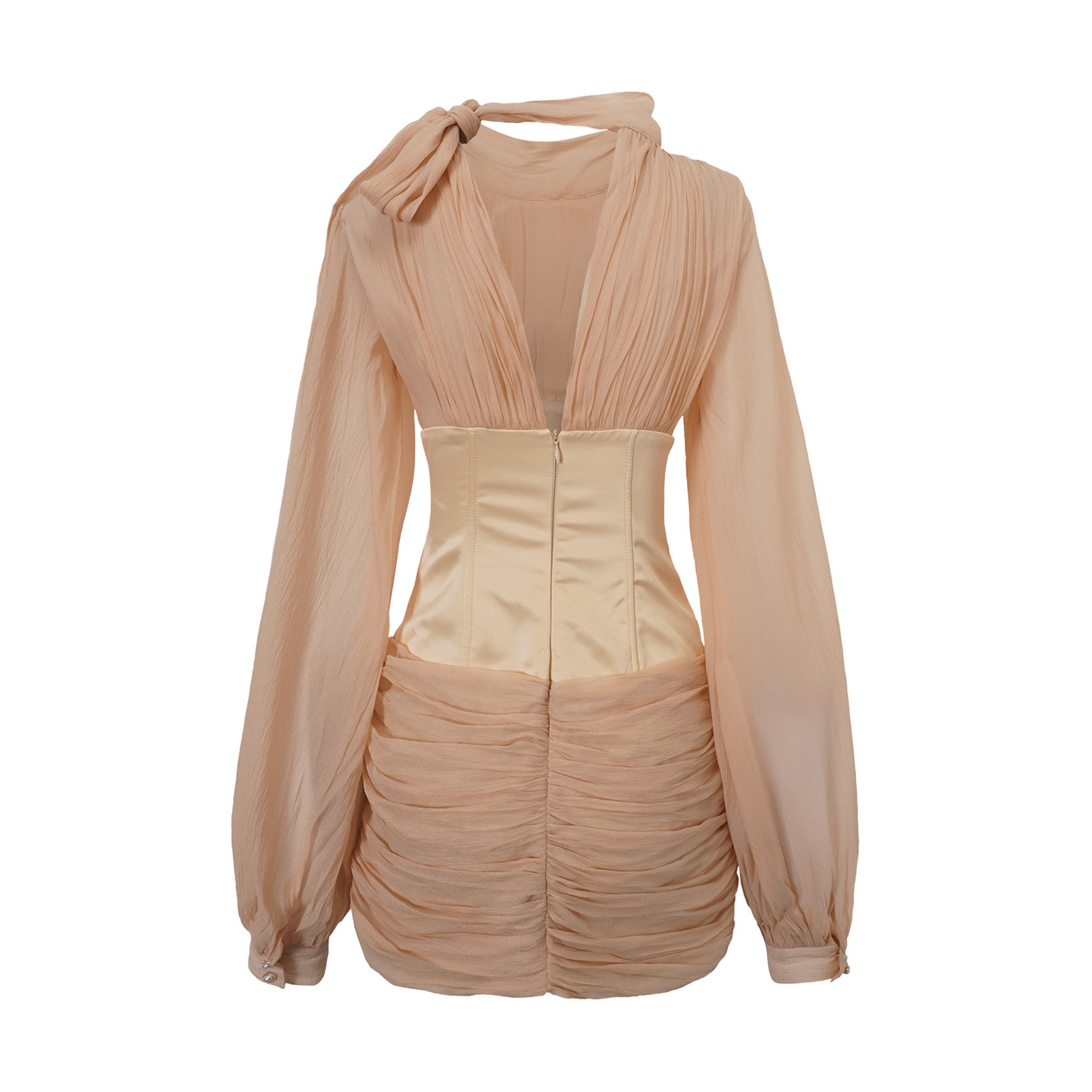 Dodecara cinched-waist floral-appliqué panelled mini dress