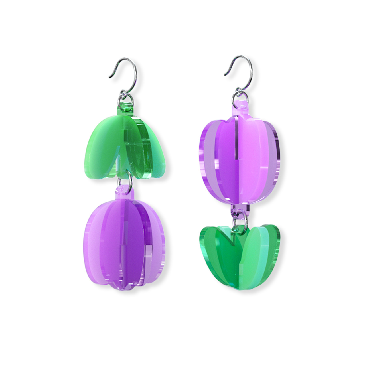 Pilanes Acrylic Handmade 3D Tulip Earrings