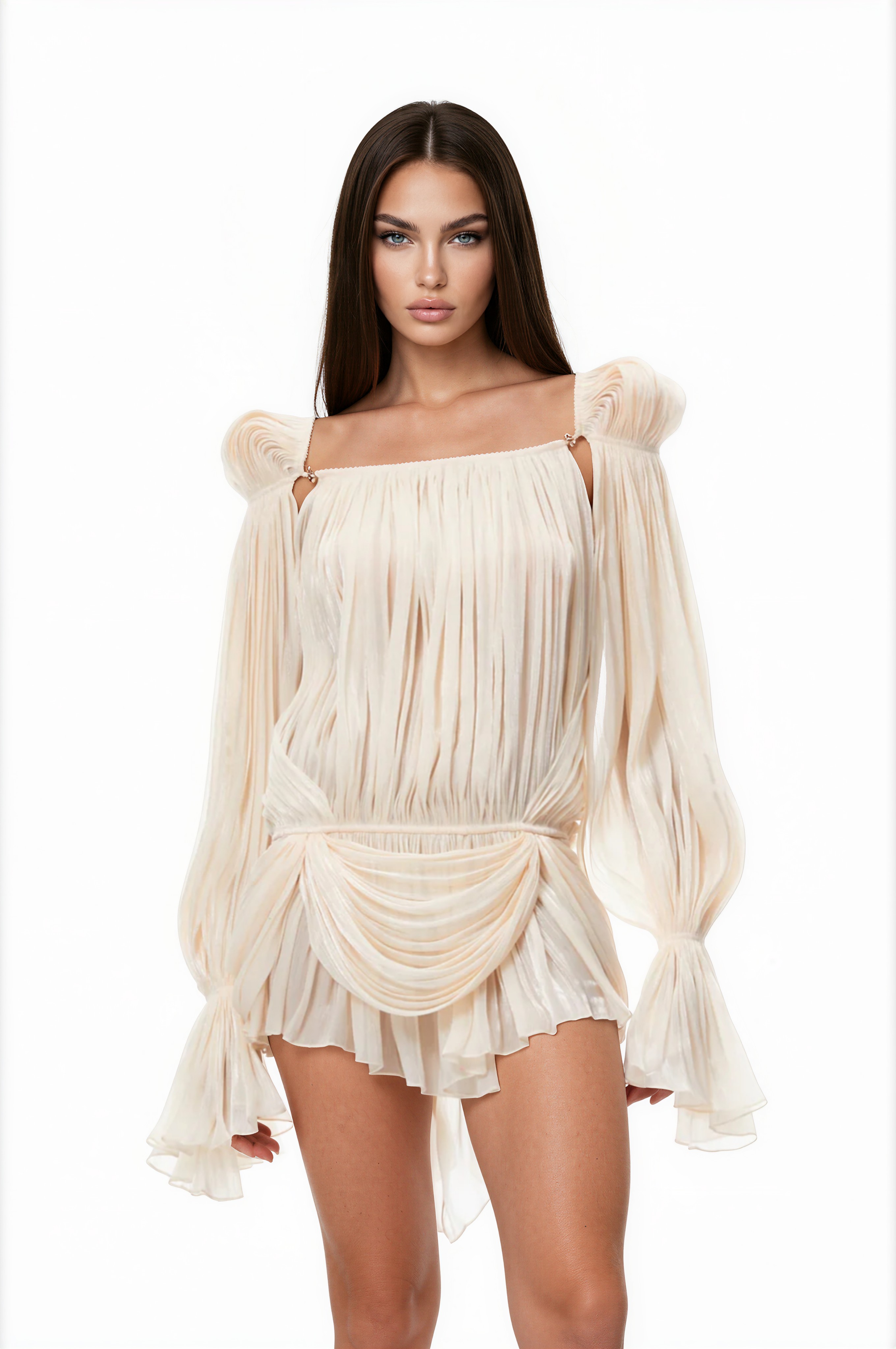 Mumbpo Blouson Draped Mini Dress