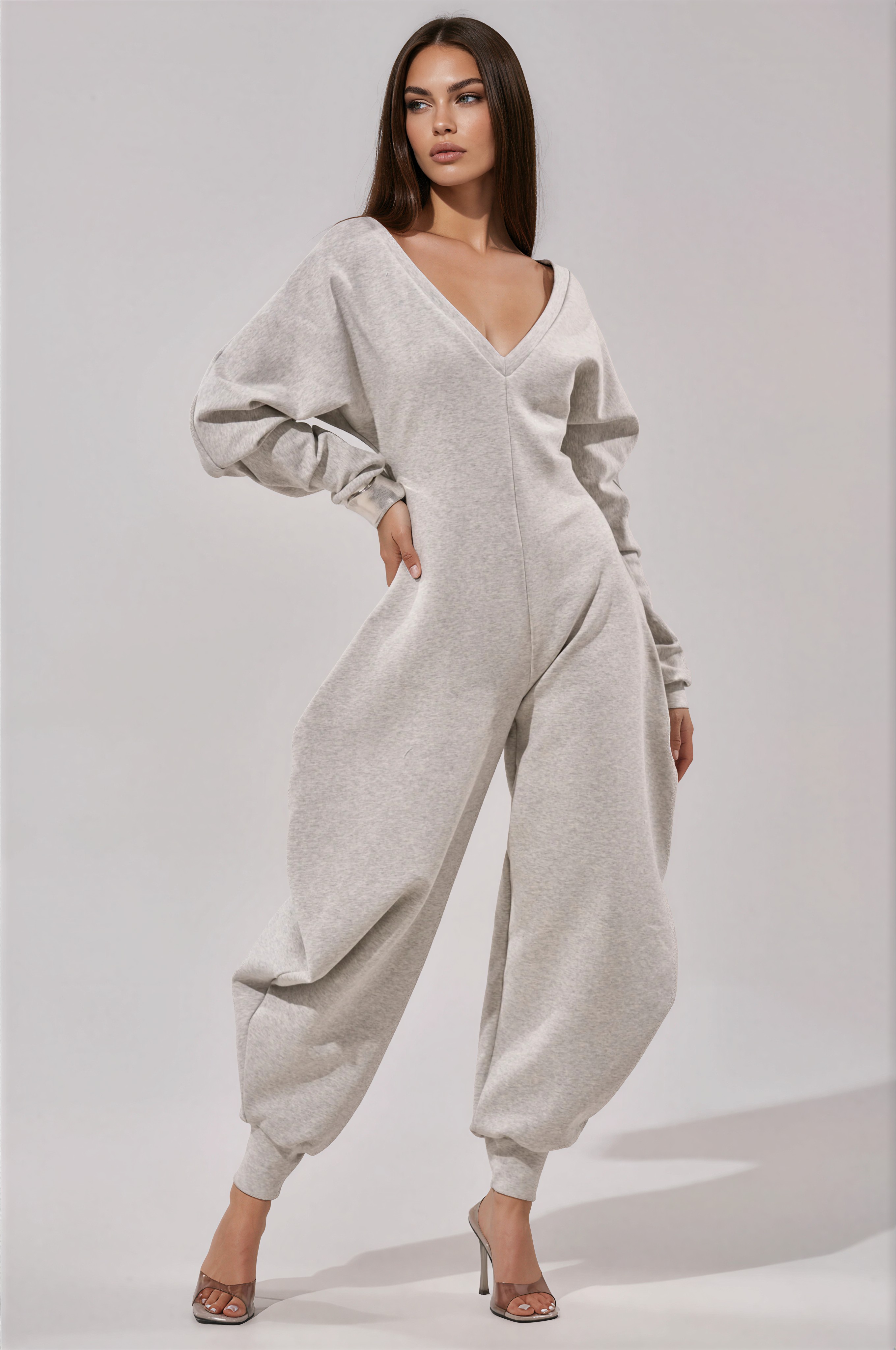 Zaahir V Neck Barrel Jumpsuit