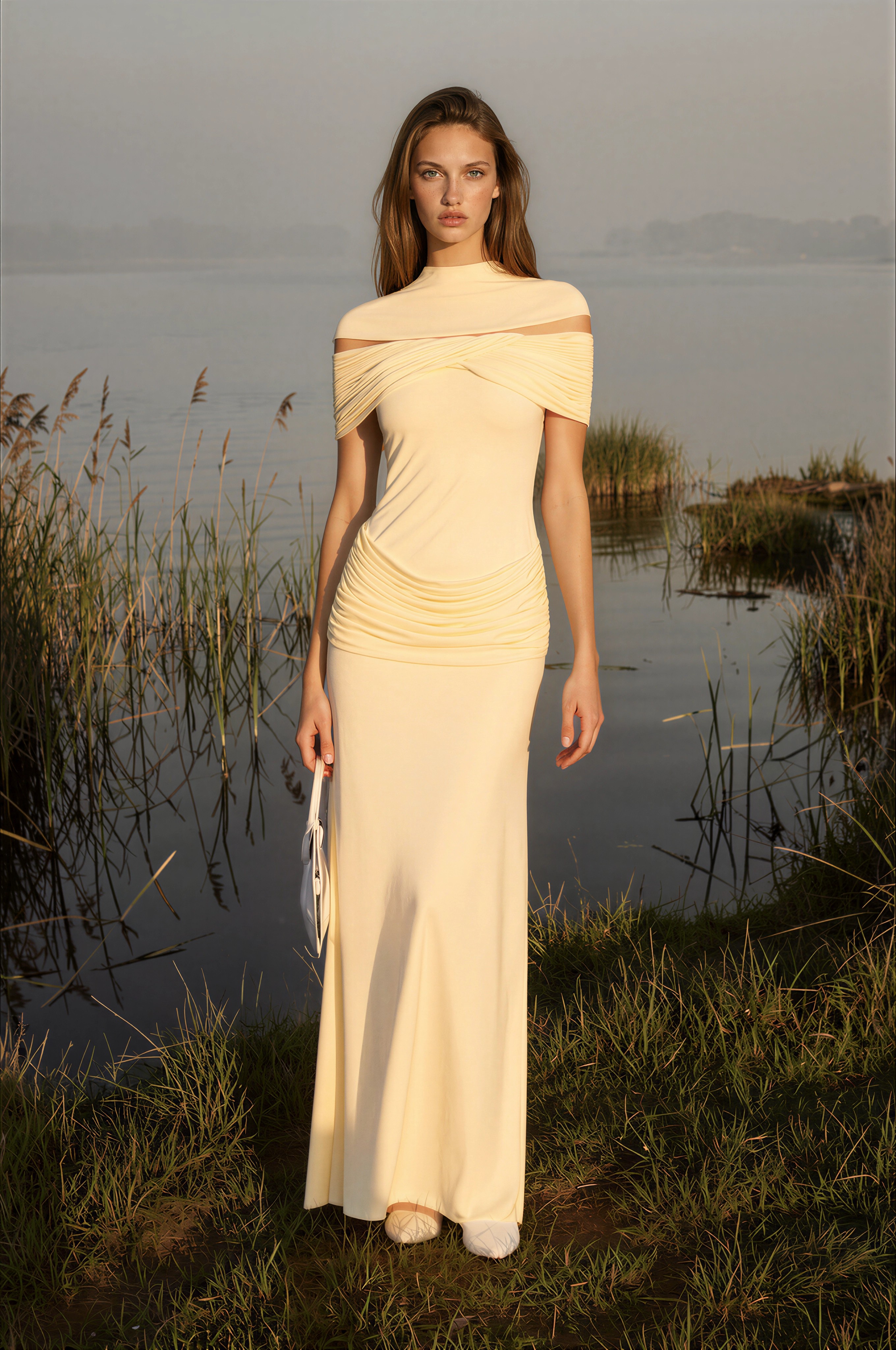 Aina Ruch Mesh Maxi Dress In Yellow