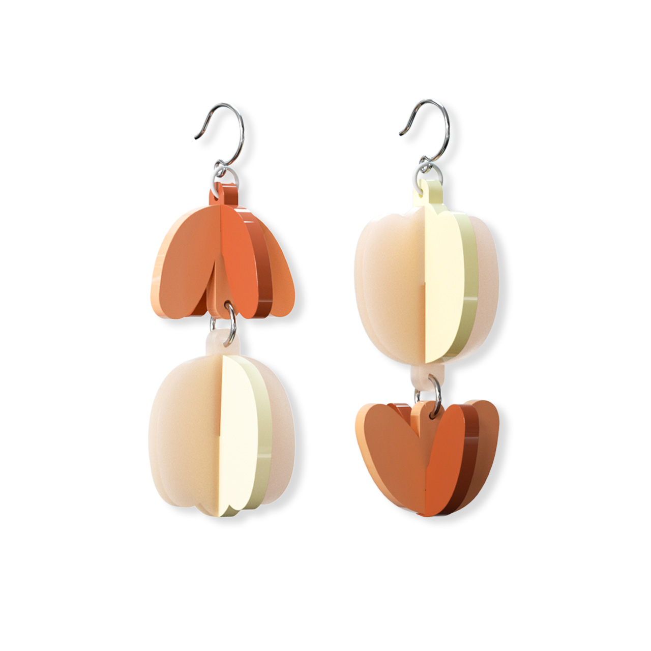 Pilanes Acrylic Handmade 3D Tulip Earrings